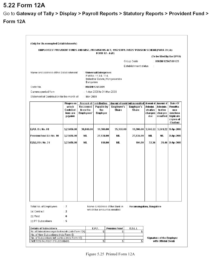 'Form 2A' Report @ Tally.ERP 9